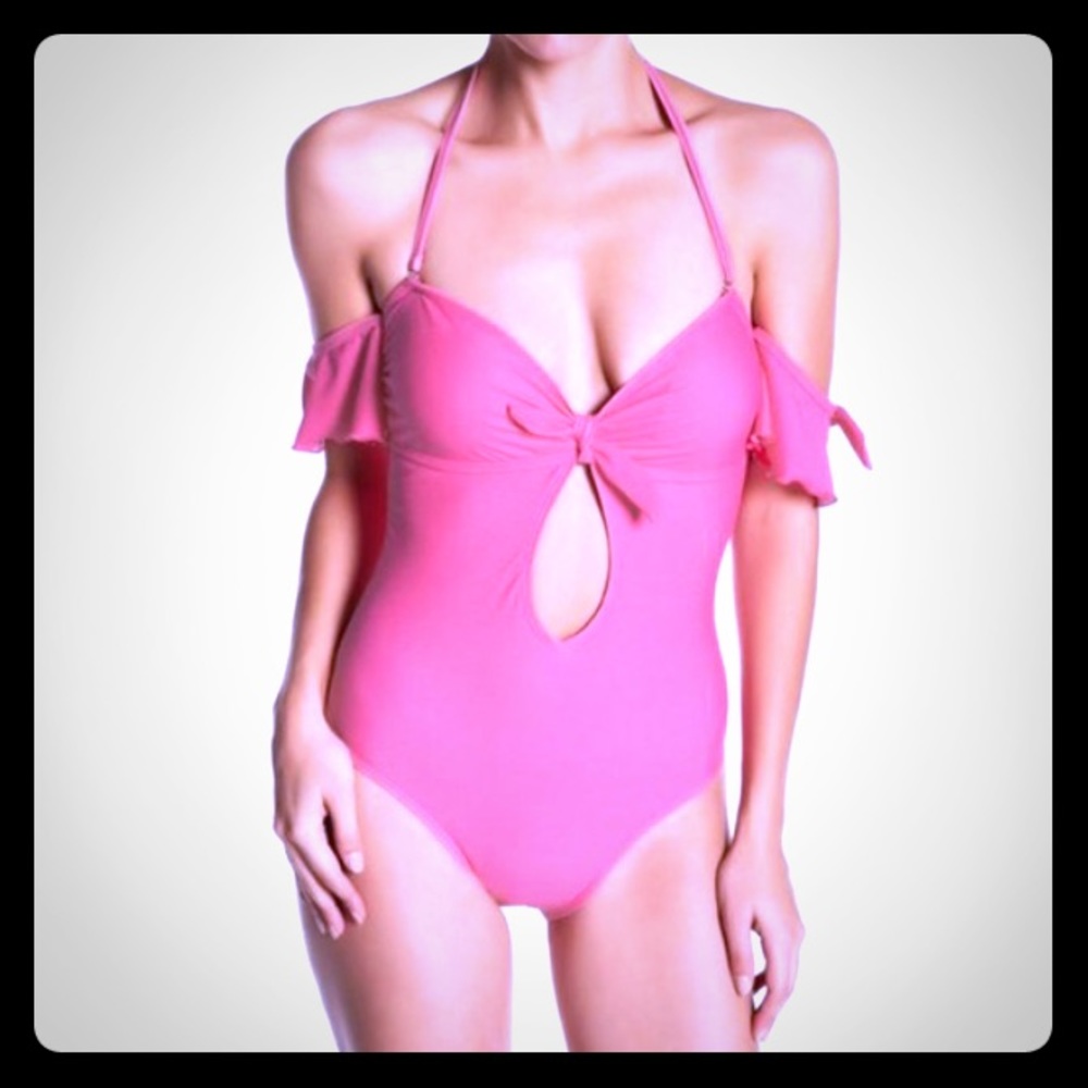 YMI One-Piece Ruffled Pink Swimsuit NWT